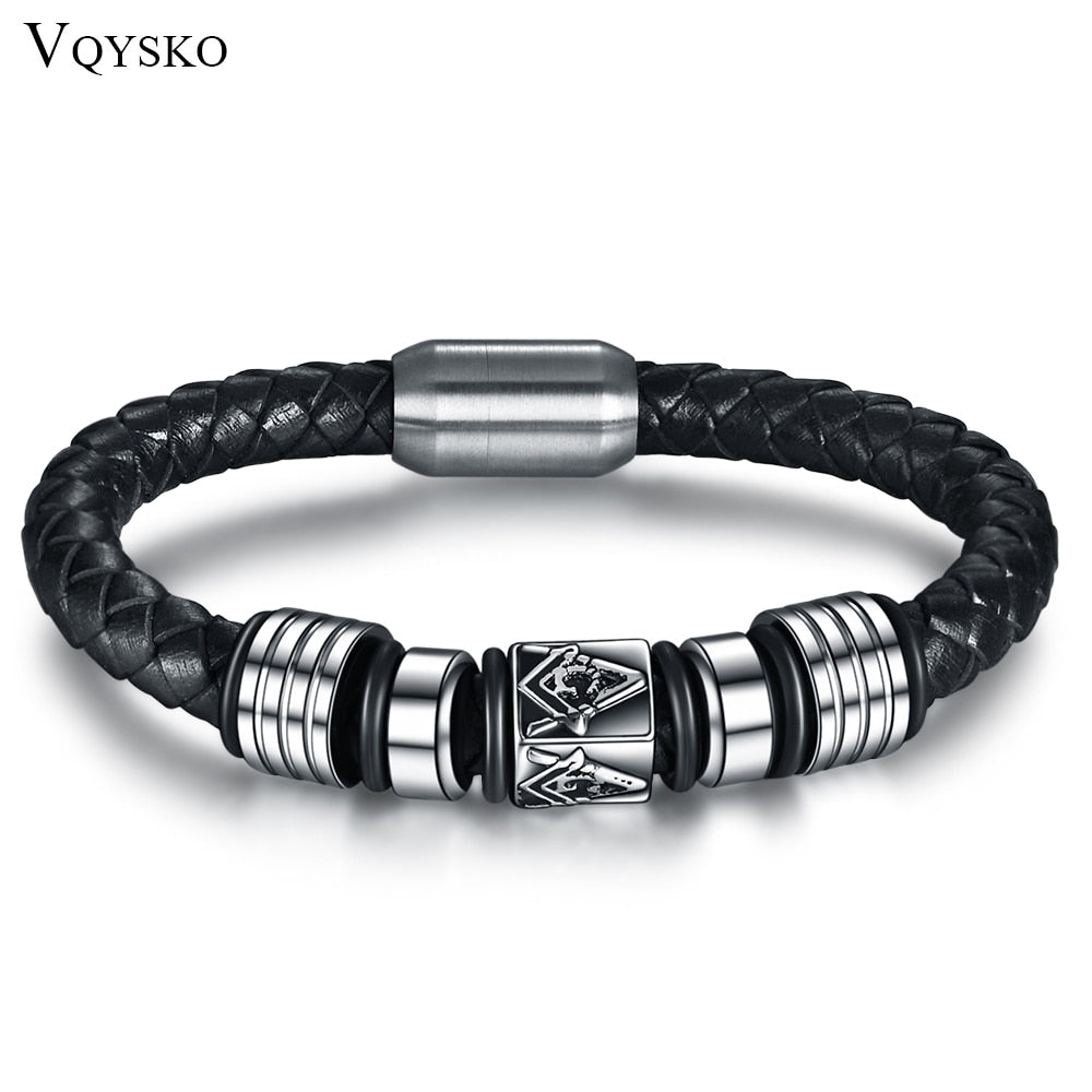 Peris Gems Braided Leather Masonic Bracelet with Magnetic Buckle Unisex SHEIN Amazon Temu