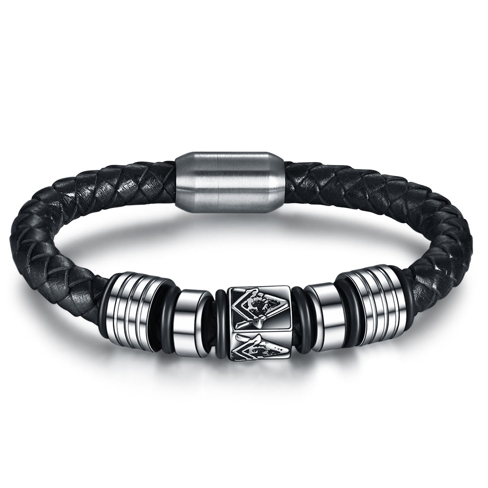 Peris Gems Braided Leather Masonic Bracelet with Magnetic Buckle Unisex SHEIN Amazon Temu