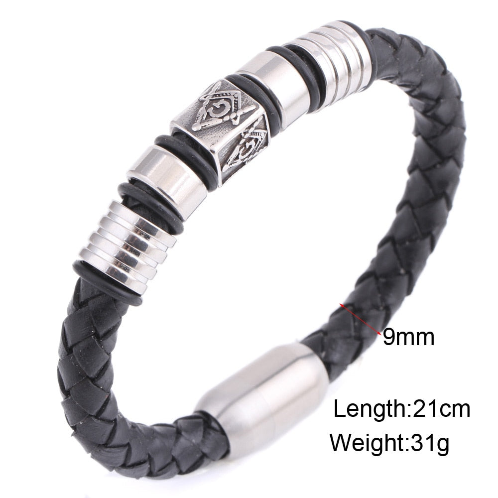 Peris Gems Braided Leather Masonic Bracelet with Magnetic Buckle Unisex SHEIN Amazon Temu