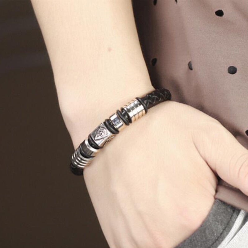 Peris Gems Braided Leather Masonic Bracelet with Magnetic Buckle Unisex SHEIN Amazon Temu