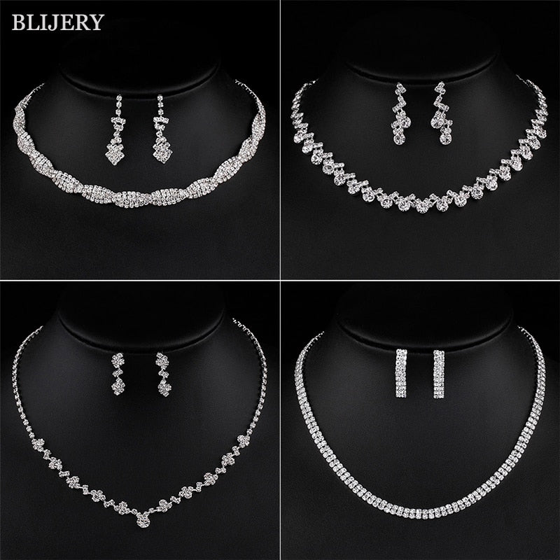 Peris Gems Bridesmaid Bridal Jewelry Set | Silver Diamond Necklace and Earrings Set for Women Bridesmaid Bridal Jewelry Set | Silver Diamond SHEIN Amazon Temu