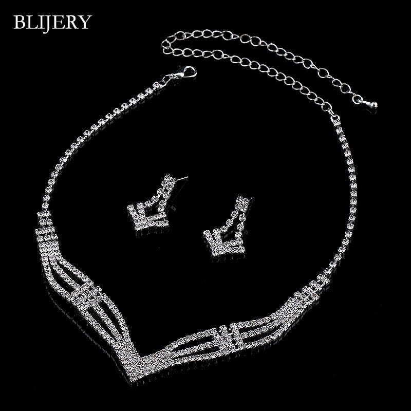 Peris Gems Bridesmaid Bridal Jewelry Set | Silver Diamond Necklace and Earrings Set for Women Bridesmaid Bridal Jewelry Set | Silver Diamond SHEIN Amazon Temu