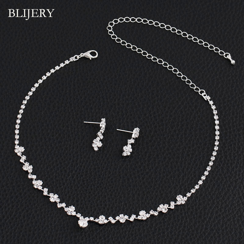 Peris Gems Bridesmaid Bridal Jewelry Set | Silver Diamond Necklace and Earrings Set for Women Bridesmaid Bridal Jewelry Set | Silver Diamond SHEIN Amazon Temu