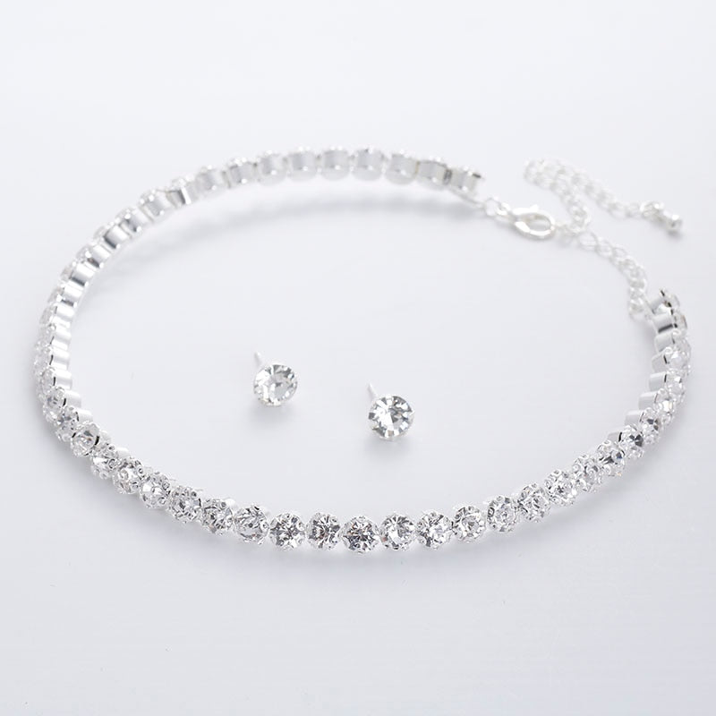 Peris Gems Bridesmaid Bridal Jewelry Set | Silver Diamond Necklace and Earrings Set for Women SHEIN Amazon Temu