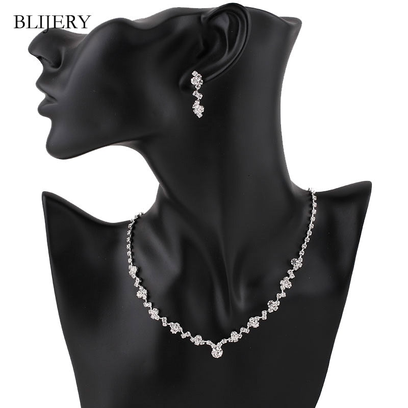 Peris Gems Bridesmaid Bridal Jewelry Set | Silver Diamond Necklace and Earrings Set for Women SHEIN Amazon Temu