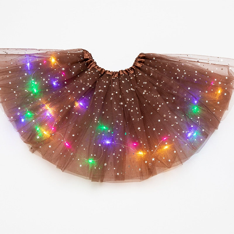 Peris Gems brown / 3-12 years old LED Glowing Kid Girls Princess Tutu Skirts | Children Dancing Miniskirt LED Glowing Kid Girls Princess Tutu Skirts Dancing Miniskirt SHEIN Amazon Temu