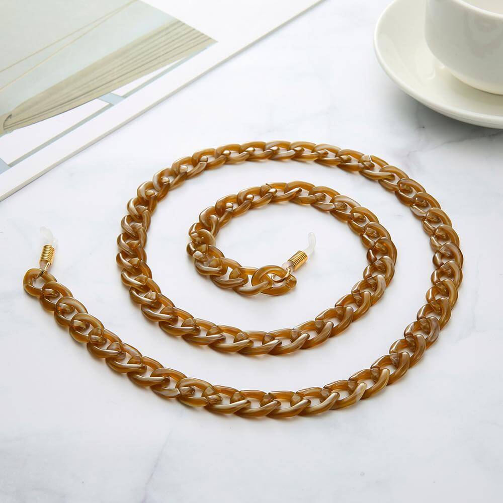 Peris Gems Brown-gold Acrylic Cuban Sunglasses Chain Cord Straps Unisex SHEIN Amazon Temu