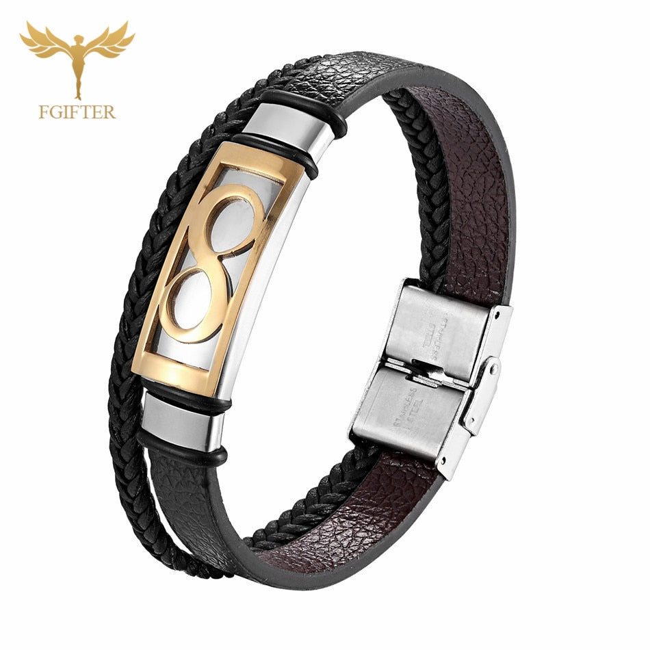 Peris Gems Brown Leather Infinity Bracelet Unisex | Stainless Cuff Bracelet Brown Leather Infinity Bracelet Unisex | Stainless Bracelet SHEIN Amazon Temu