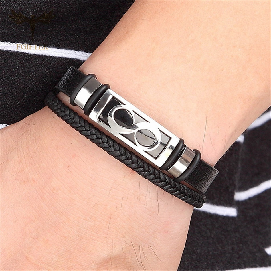 Peris Gems Brown Leather Infinity Bracelet Unisex | Stainless Cuff Bracelet Brown Leather Infinity Bracelet Unisex | Stainless Bracelet SHEIN Amazon Temu