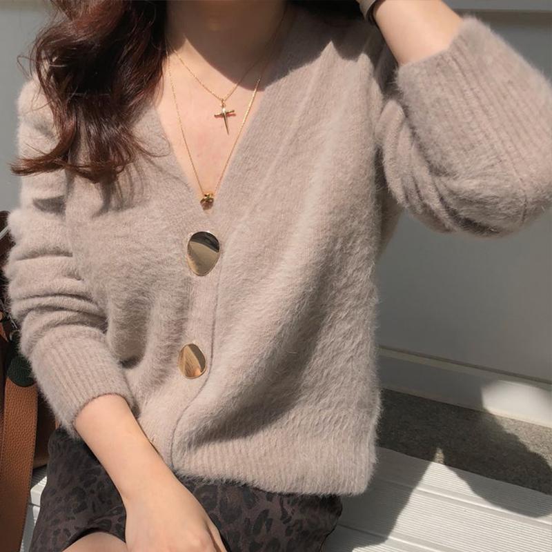 Peris Gems Brown / M / China Gold Button Wool Cardigan for Women | Casual Warm Sweaters SHEIN Amazon Temu