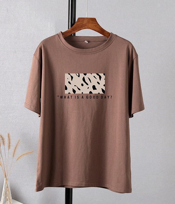 Peris Gems Brown / M Leopard Print Short Sleeve T-Shirts for Women | O-Neck Shirts Leopard Print Short Sleeve T-Shirts for Women | O-Neck Shirt SHEIN Amazon Temu