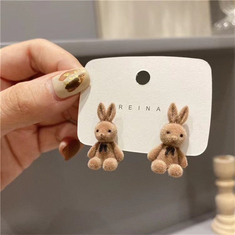 Peris Gems Brown Rabbit Velvet Rabbit Bear Stud Earrings for Women | Teddy Bear and Rabbit Earrings Velvet Rabbit Bear Stud Earrings for Women Teddy Bear Rabbit SHEIN Amazon Temu