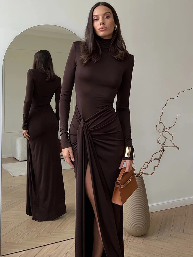 Peris Gems Brown / S Mozision Turtleneck Thigh High Split Sexy Maxi Dress For Women Fashion Long Sleeve Draped Bandage Bodycon Club Long Dress Mozision Turtleneck Thigh High Split Sexy Maxi Dress For Women Fashion Long Sleeve Draped Bandage Bodycon Club Long Dress SHEIN Amazon Temu