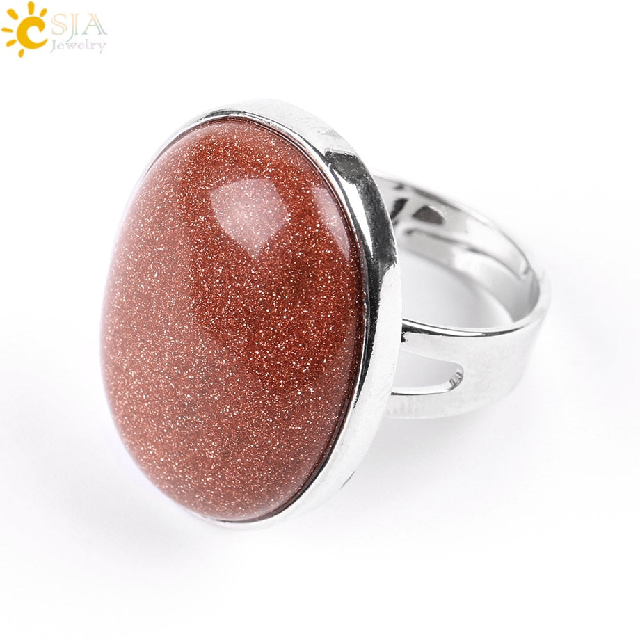 Peris Gems Brown Sand Quartz Tiger Eye Lapis Obsidian Rings Unisex SHEIN Amazon Temu