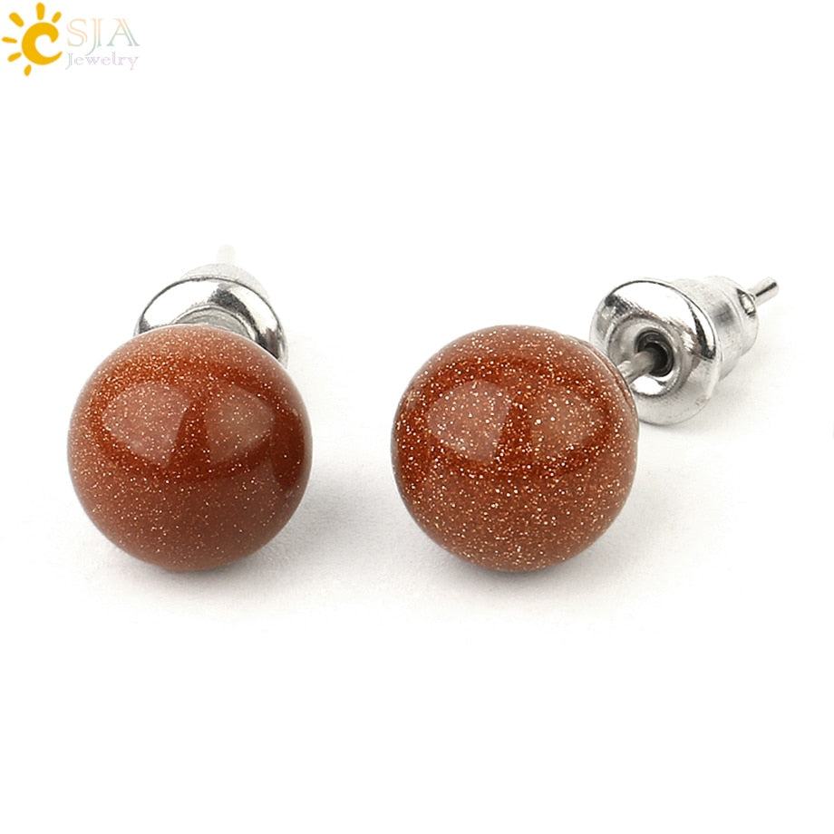 Peris Gems Brown Sand Round 8mm Natural Quartz Stud Earrings for Women SHEIN Amazon Temu
