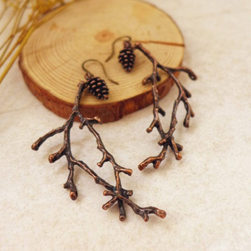 Peris Gems Brown Tree Branch Earrings for Women | Pinecone Nature Earrings SHEIN Amazon Temu