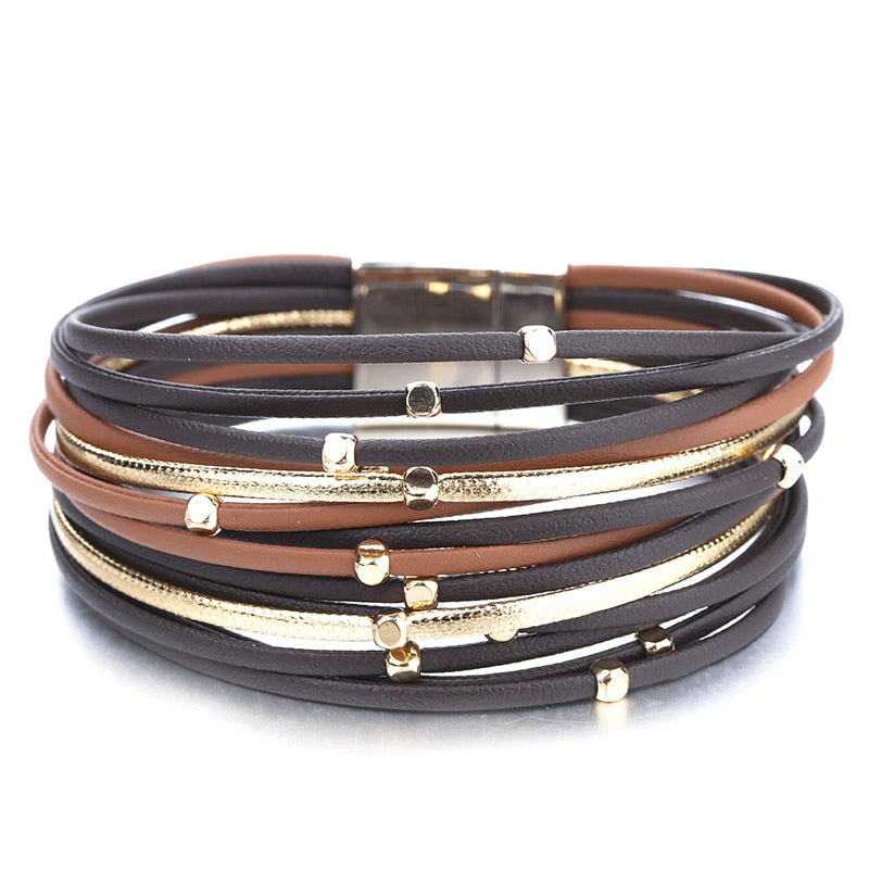 Peris Gems Brown Wide Multilayered Leather Bracelets for Women SHEIN Amazon Temu
