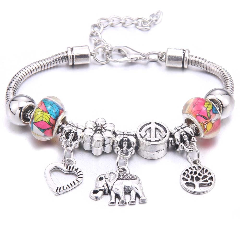 Peris Gems Bubblegum Elephant Dragonfly & Owl Pendants Crystal Charm Bracelets | Beads Bracelet for Women Dragonfly & Owl Pendants Crystal Charm Bracelets SHEIN Amazon Temu