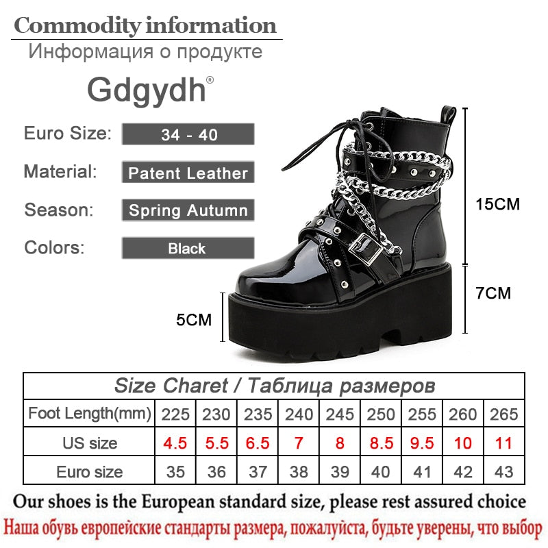Peris Gems Buckle Strap Chain Ankle Boots for Women | Thick Leather Platforms Buckle Strap Chain Ankle Boots for Women | Thick Platforms SHEIN Amazon Temu