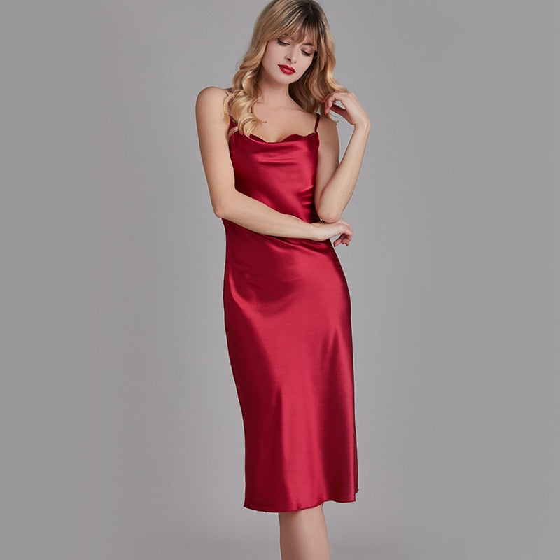 Peris Gems Burgundy / S Silky Satin Nightdress for Women | Spaghetti Strap Nightgown Lingerie Silky Satin Nightdress for Women | Nightgown Lingerie SHEIN Amazon Temu