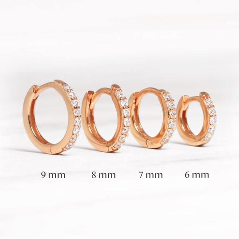 Peris Gems C 1pair / 6mm Round Micro Inlay Gold Hoop Earrings for Women | Silver Gold Diamond Earrings for Women SHEIN Amazon Temu
