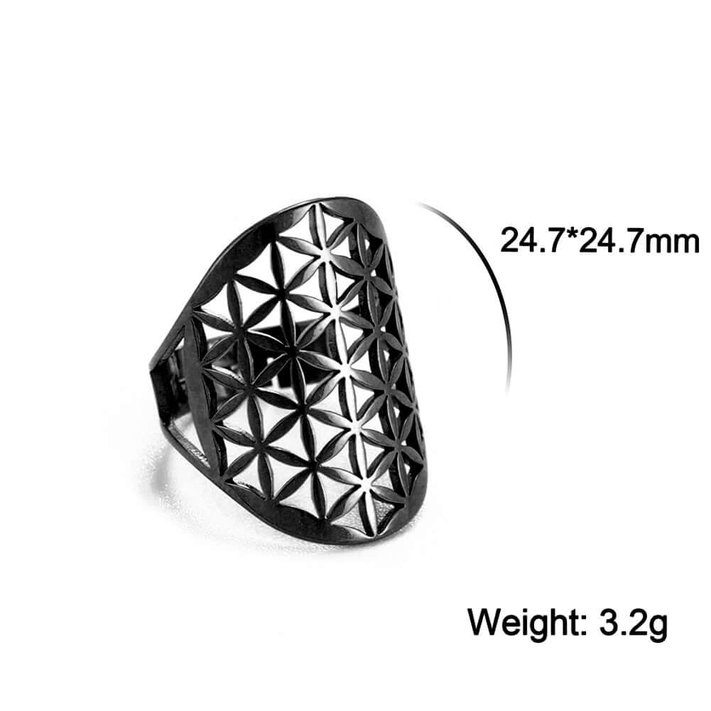 Peris Gems C - Black / Adjustable Adjustable Skyrim Flower of Life Stainless Amulet Ring for Women Adjustable Skyrim Flower of Life Stainless Amulet Ring SHEIN Amazon Temu
