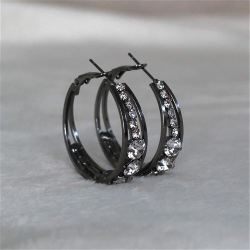 Peris Gems C-black Diamond Silver Princess Earrings for Women | Gold Silver Hoop Stud Bridal Earrings Diamond Silver Princess Earrings for Women SHEIN Amazon Temu