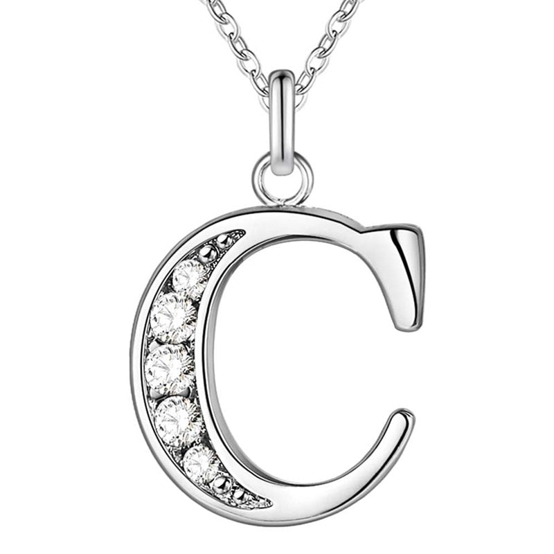 Peris Gems C Initial Letter Silver Diamond Necklaces | Elegant Unisex Initial Necklace SHEIN Amazon Temu