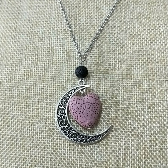 Peris Gems c Lava Stone Moon Necklace Unisex | Silver Crescent Moon SHEIN Amazon Temu