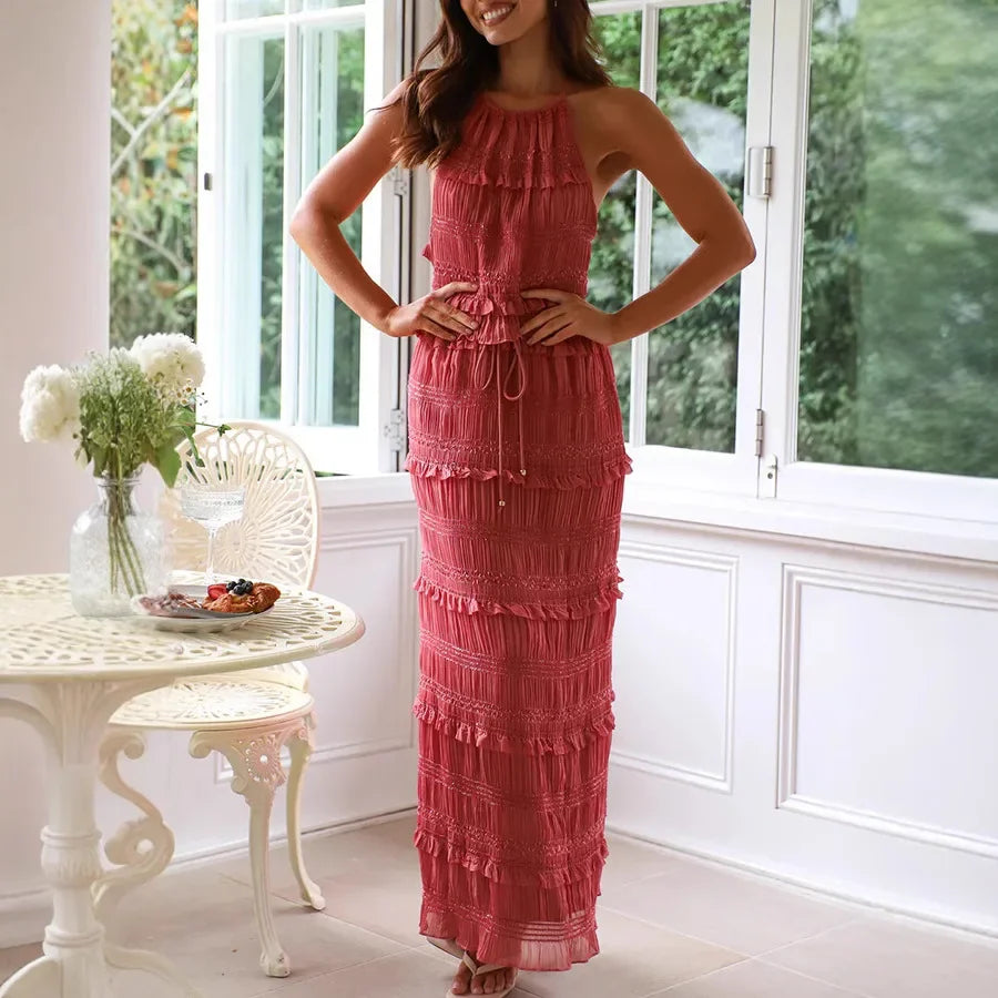 Peris Gems C-red / L Holiday Fashion Women Hollow-out Backless Long Skirt Suit Slim Outfit 2025 Spring Summer Chiffon Solid Halter Top Two Piece Set Holiday Fashion Women Hollow-out Backless Long Skirt Suit Slim Outfit 2025 Spring Summer Chiffon Solid Halter Top Two Piece Set SHEIN Amazon Temu