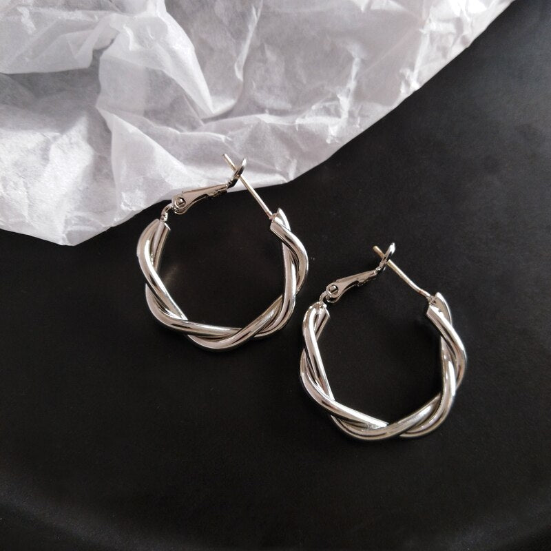 Peris Gems C Shaped Twisted Stud Earrings for Women | Round Retro Silver Gold Earrings for Women SHEIN Amazon Temu