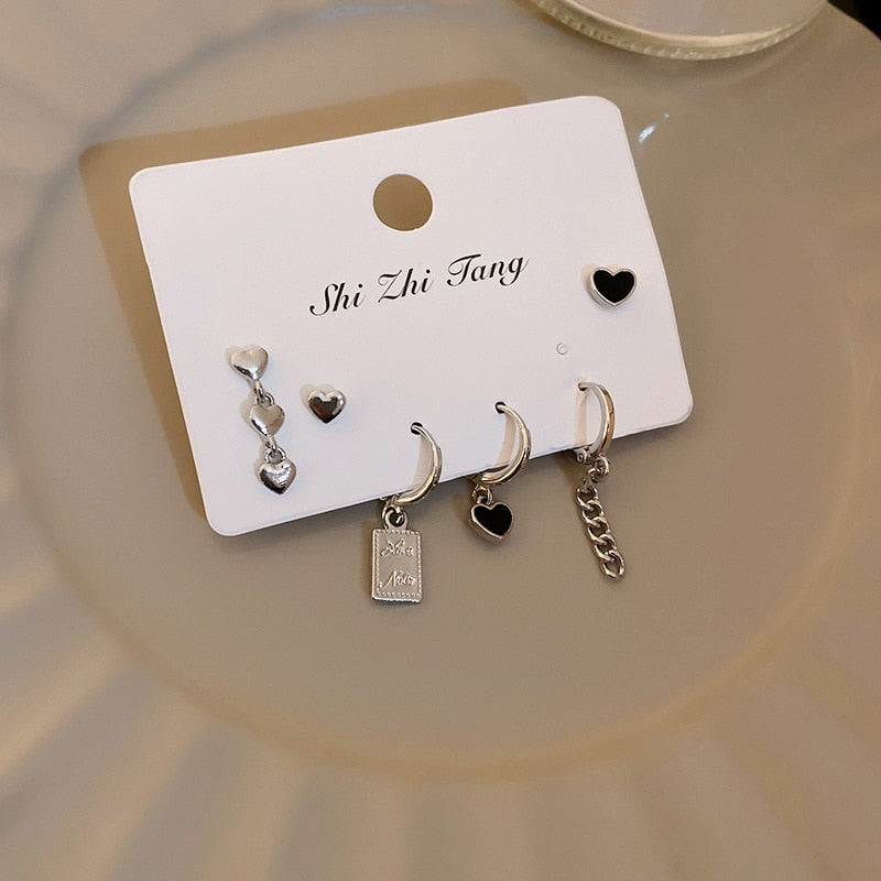 Peris Gems C Silver Love Heart Cherry Dangle Earrings Set | Women&