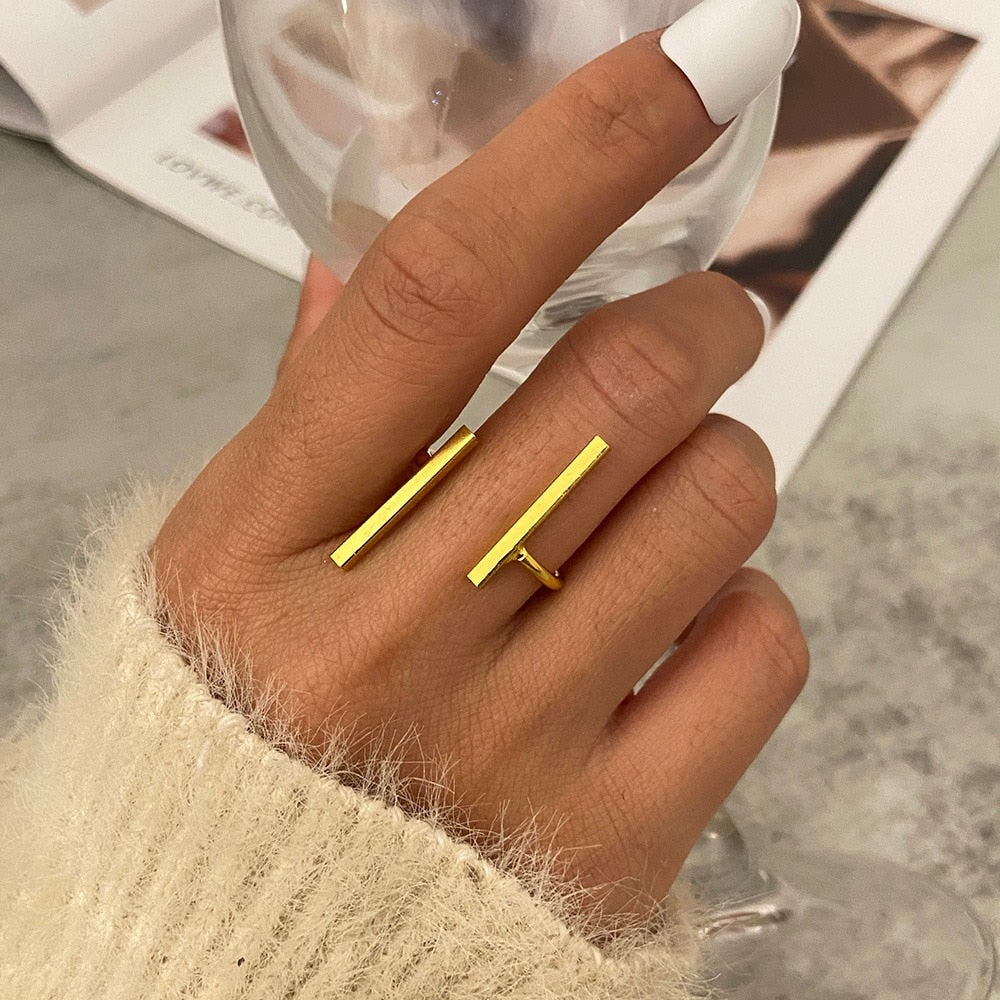 Peris Gems C2187 Tennis Gold Open Baguette Rings for Women | Gold Fashionable Rings for Women SHEIN Amazon Temu