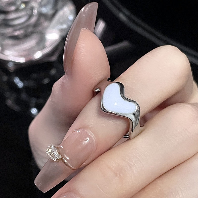 Peris Gems C4 Pink Heart Open Rings for Women | Silver Rings SHEIN Amazon Temu