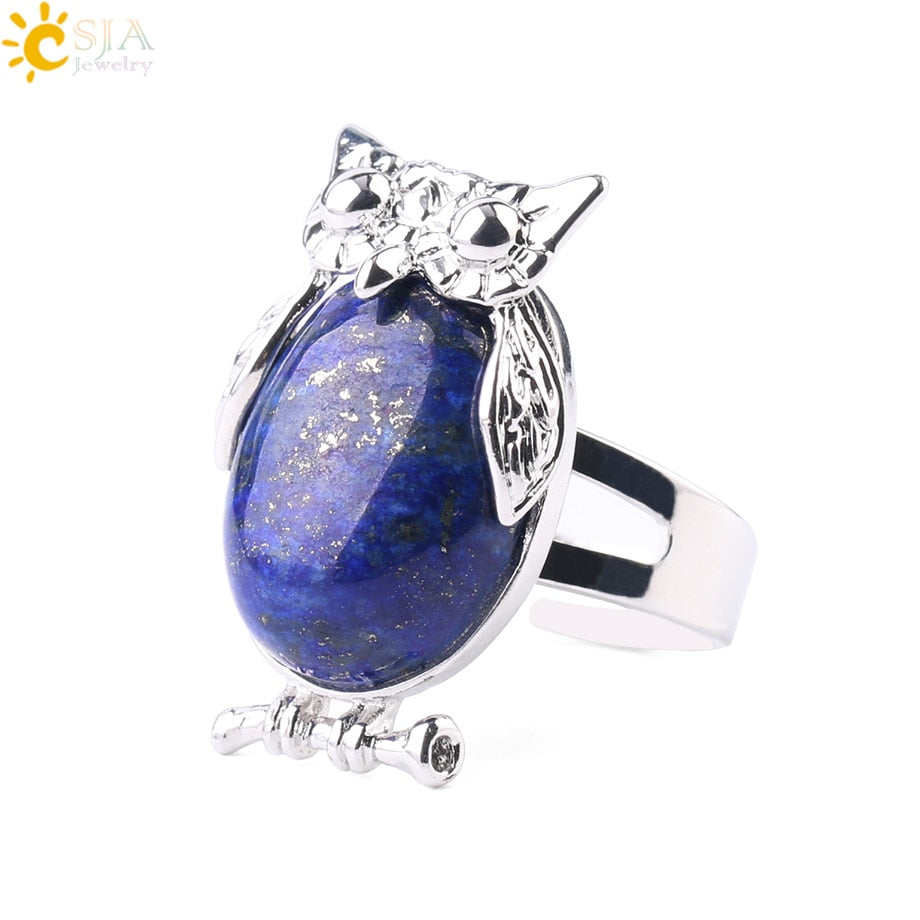 Peris Gems Cabochon Bead Owl Rings | Silver Diamond Owl Rings Adjustable SHEIN Amazon Temu