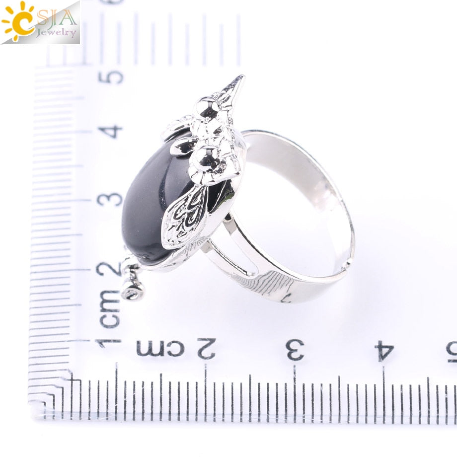 Peris Gems Cabochon Bead Owl Rings | Silver Diamond Owl Rings Adjustable SHEIN Amazon Temu