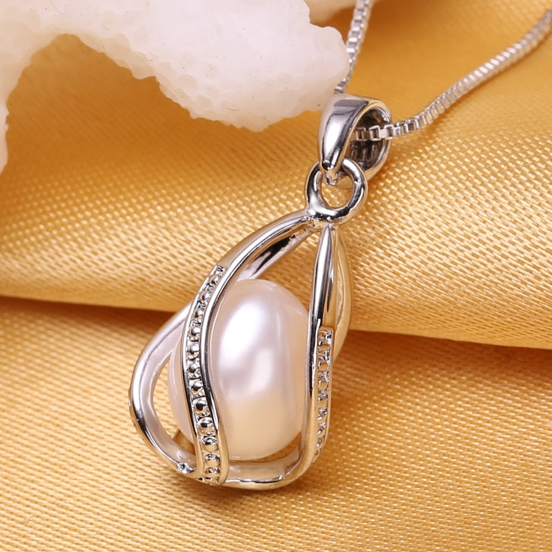 Peris Gems Caged Pearl Necklace for Women | 925 Sterling Silver Necklace Caged Pearl Necklace for Women| 925 Sterling Silver Necklace SHEIN Amazon Temu