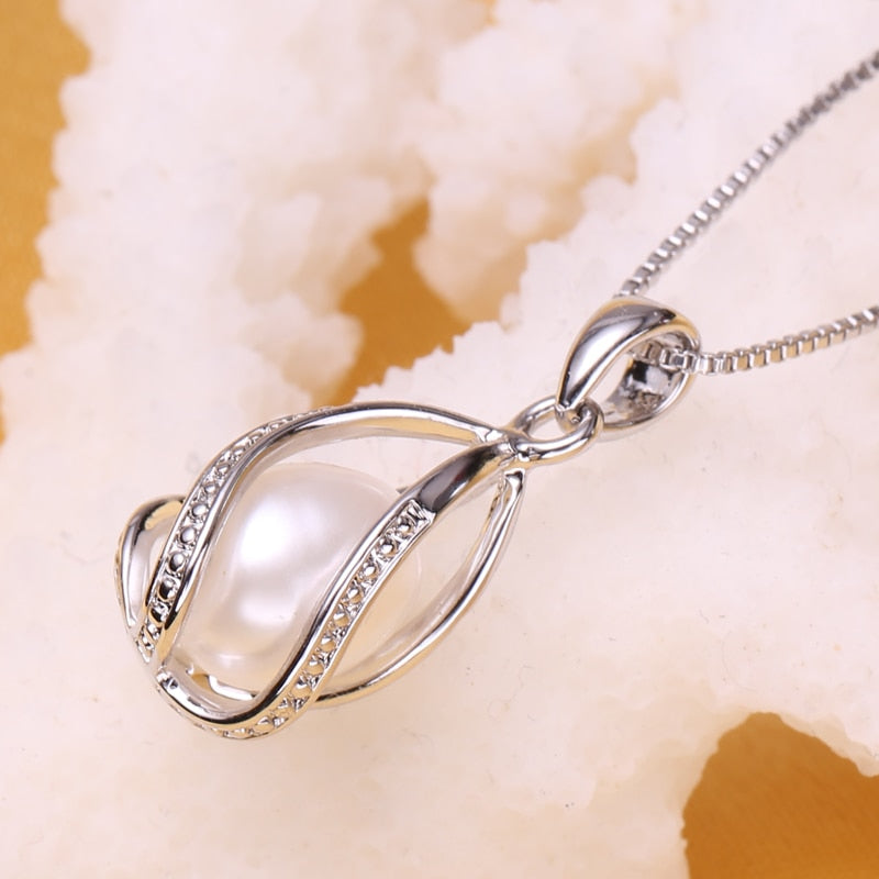 Peris Gems Caged Pearl Necklace for Women | 925 Sterling Silver Necklace Caged Pearl Necklace for Women| 925 Sterling Silver Necklace SHEIN Amazon Temu