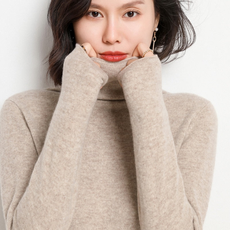Peris Gems camel / S Pure Wool Winter Sweater for Women | Solid Slim Turtleneck Sweater Pure Wool Winter Sweater for Women | Solid Slim Sweater SHEIN Amazon Temu