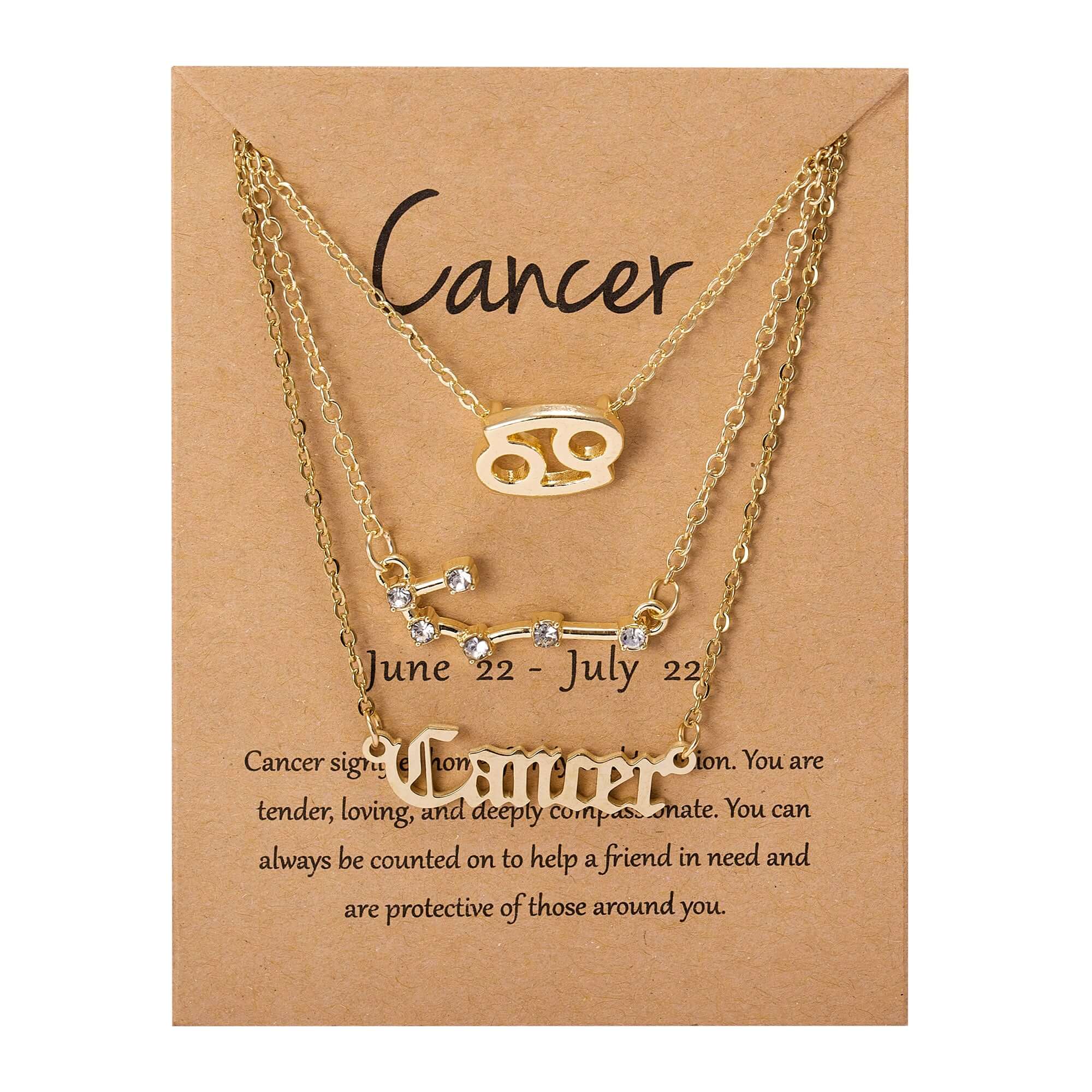 Peris Gems Cancer / Gold Triple-Layered Diamond Astrology Sign Necklace Set SHEIN Amazon Temu