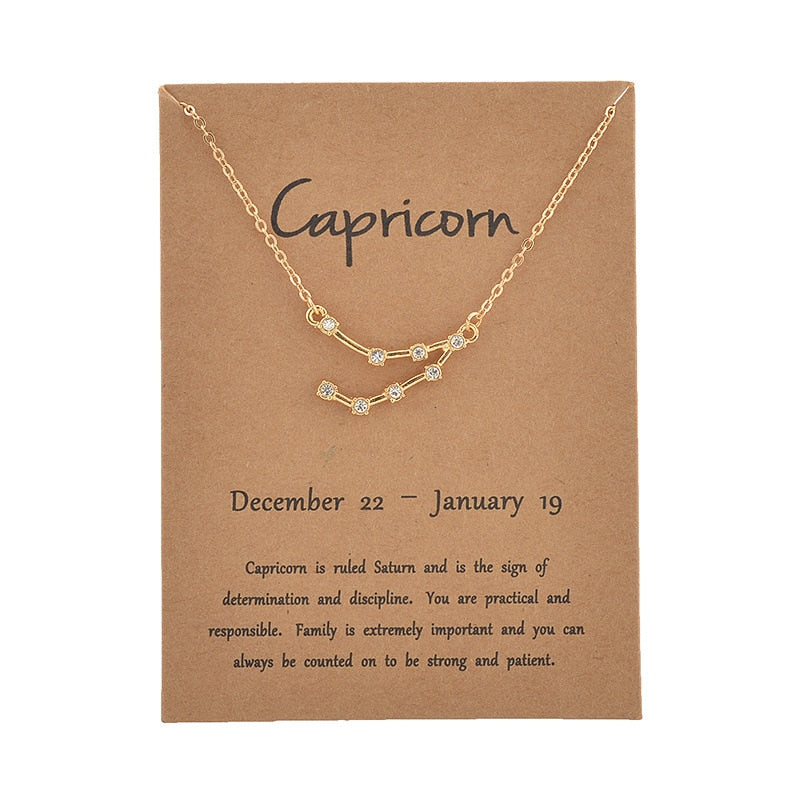 Peris Gems Capricorn / Gold Zodiac Sign 12 Constellation Necklaces | Gold Diamond Astrology Necklaces for Women SHEIN Amazon Temu