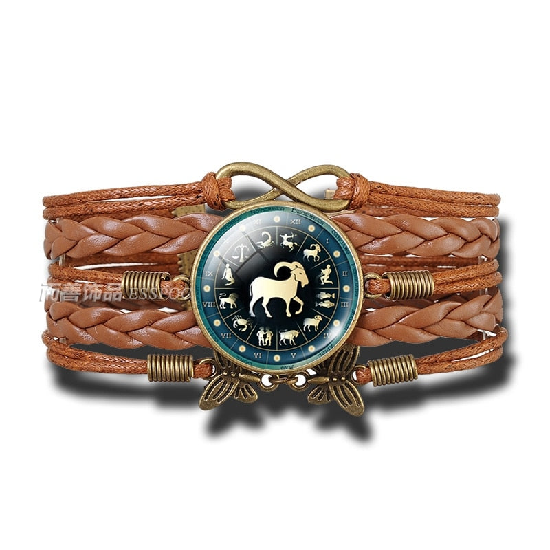 Peris Gems Capricorn Multilayered Leather 12 Constellation Zodiac Glass Dome Bracelets Unisex Multilayered Leather 12 Constellation Zodiac Glass Bracelets SHEIN Amazon Temu