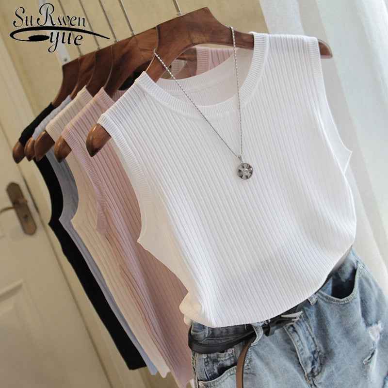 Peris Gems Casual Knitted Thin Sleeveless T-Shirt for Women SHEIN Amazon Temu