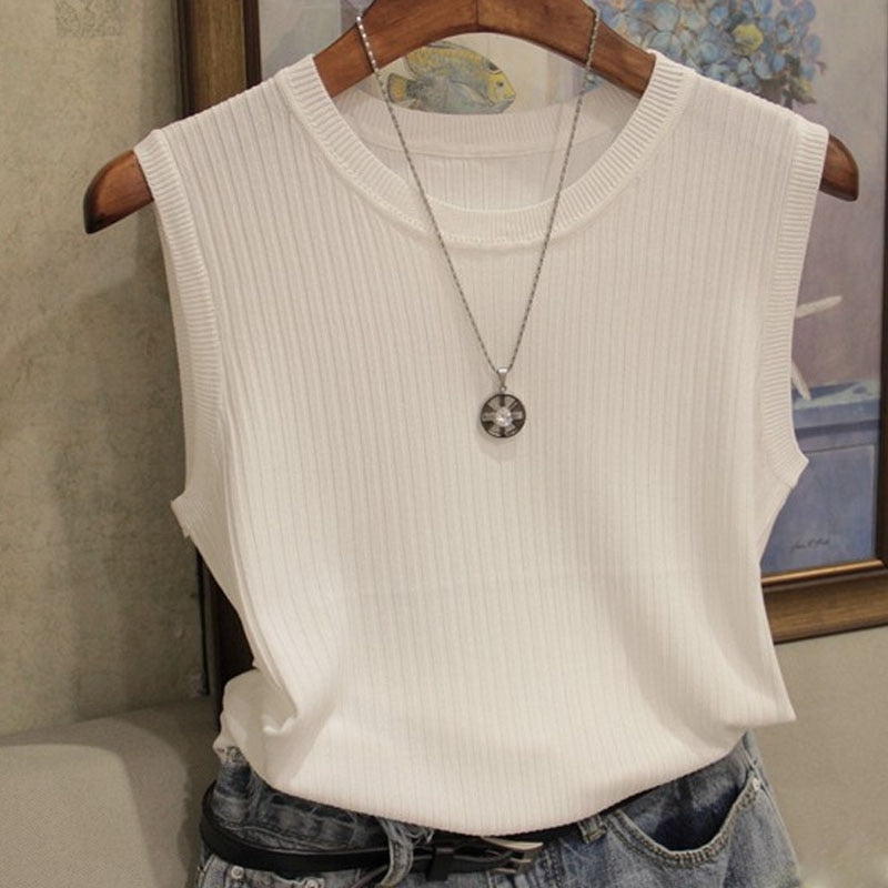 Peris Gems Casual Knitted Thin Sleeveless T-Shirt for Women SHEIN Amazon Temu
