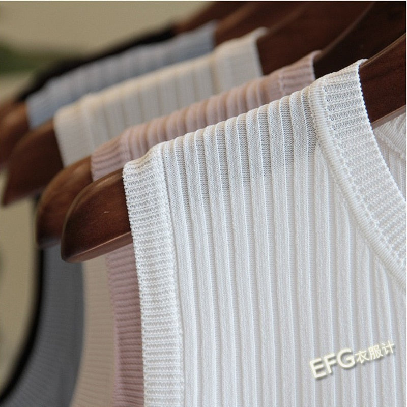 Peris Gems Casual Knitted Thin Sleeveless T-Shirt for Women SHEIN Amazon Temu