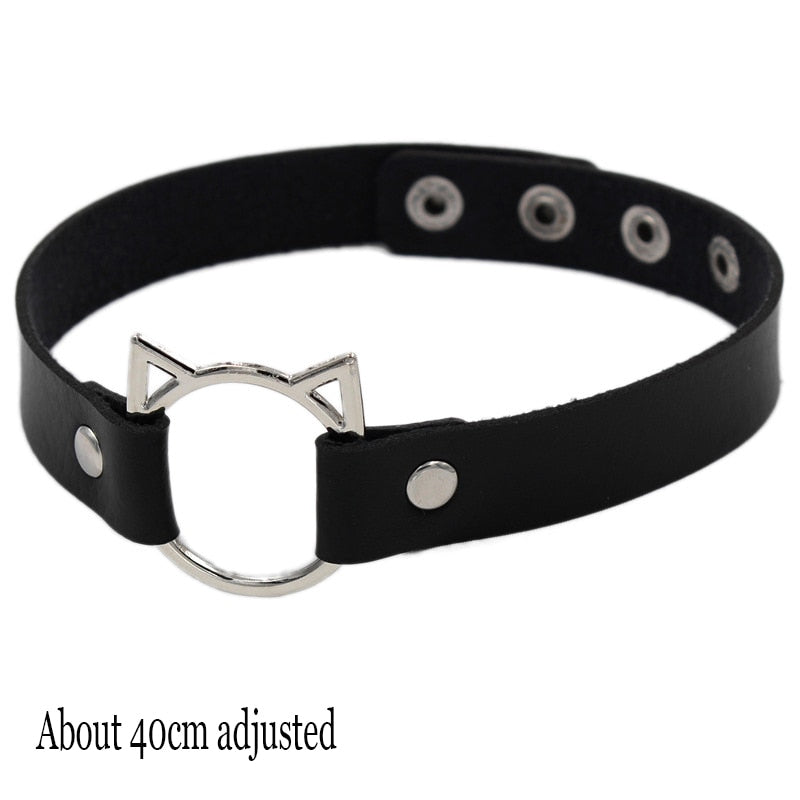 Peris Gems Cat Gothic Harajuku PU Leather Collar Choker Necklaces for Women SHEIN Amazon Temu