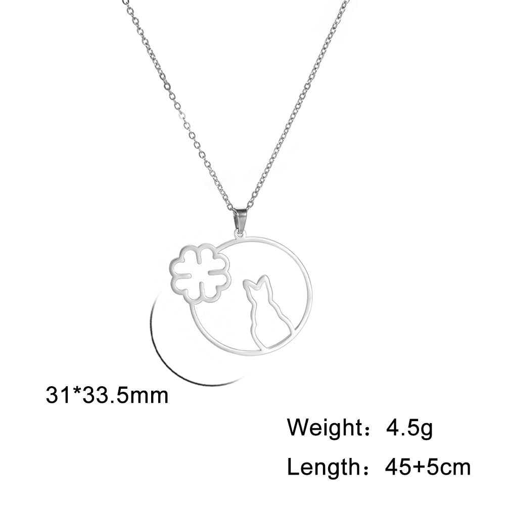 Peris Gems Cat Leaf / 50cm Stainless Dog Shaped Pendant Necklace for Women SHEIN Amazon Temu