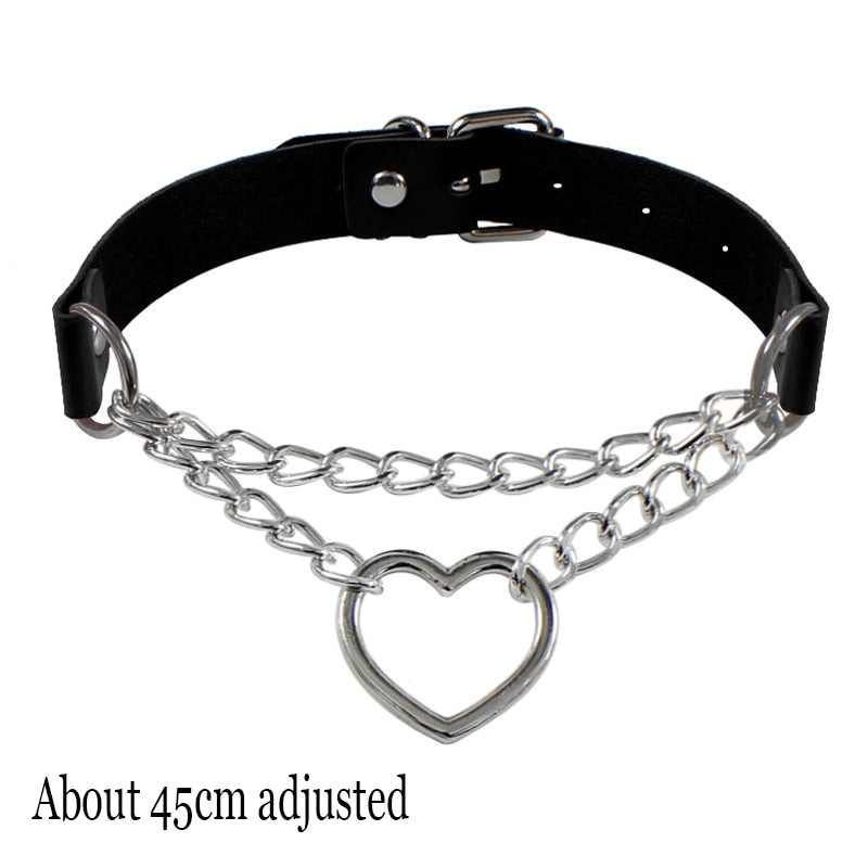 Peris Gems Chain Heart 1 Gothic Harajuku PU Leather Collar Choker Necklaces for Women SHEIN Amazon Temu