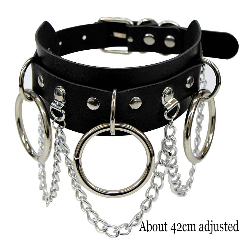 Peris Gems Chain Ring Gothic Harajuku PU Leather Collar Choker Necklaces for Women SHEIN Amazon Temu