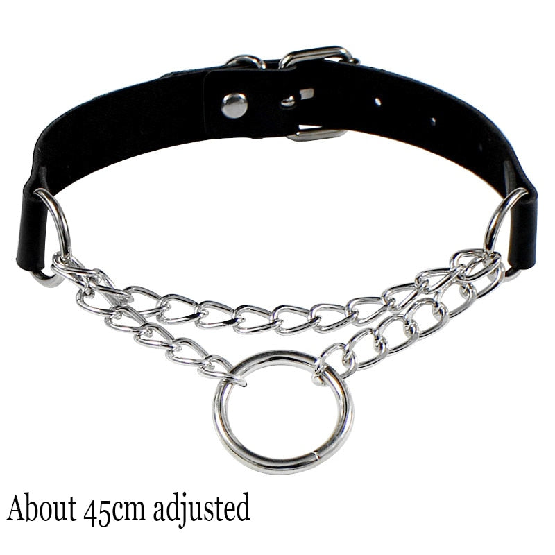 Peris Gems Chain Round Gothic Harajuku PU Leather Collar Choker Necklaces for Women SHEIN Amazon Temu